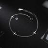 Pulseira Elegante Fresca S4496 de Prata S925 Estilo Coreano Moda Simples Três Cruzes Brilhantes Love Rocky