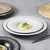 Prato de chapéu de palha atacado personalizado de alta qualidade para hotel restaurante prato do dia preto liso imitação de madeira grão de madeira prato de melamina imitação de porcelana
