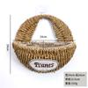 [Qingmu] Decoraciones para el Hogar Estilo Americano, Mimbre y Ratán Paja, Cesta Colgante de Flores para Pared, Maceta, Cesta Colgante Simulada, Maceta Colgante de Potos