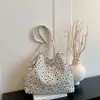Nova bolsa de ombro feminina, bolsa tote de lona com estampa de estrelas, bolsa de axila de grande capacidade, elegante e moderna para o trajeto