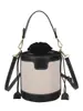Bolso Cubo, Logo Personalizado Privado, Bolso Cilindro con Empalme de Tela de Color Contrastante, Bolso Cruzado de Moda Personalizado para Publicidad Corporativa