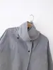 Primavera 2026 Nueva Camisa de Diseñador para Mujer de Algodón con Bolsillos Cuadros Holgada Cuello Alto Plisada Estilo Gabardina 1063