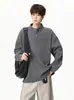 Suéter de tricô masculino com gola Henley em cashmere sintético, novo estilo outono/inverno, top moderno e casual de manga longa