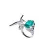 Anillo de Diseño de Lujo de Piedras Preciosas de Colores para Mujer de Xiaohongshu Transfronterizo, Anillo de Colibrí de Aguamarina Santa Maria Simulado