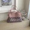 Bolsa de Lona con Bloques de Color Estilo Coreano para Niña Bordado en Inglés Múltiples Colores Bolso de Hombro para Viajes y Uso Diario Bolsa de Almacenamiento