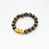 Pulsera de Oro Duro Imitación 3D 99 Conservación del Color Oro Arena Vietnamita Pulsera Valiente para Hombre Passepartout Obsidiana De Larga Data