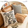 Almohada estilo ins pata de gallo modelo almohada habitación cojín de mesita de noche bordado tridimensional funda de almohada abstracta con relleno