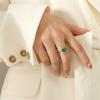 Anillo de Personalidad Retro Estilo Corte Línea Turquesa Rayas Celebridad de Internet Mismo Anillo de Nicho Joyería de Acero de Titanio para el Cabello