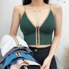 Decote V Profundo Zíper Frontal Costas Bonitas Camisola Esportiva Básica Sem Costura Versátil Tubo Top Alças Finas Peito Costas Bonitas Lingerie