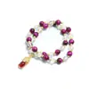 Pulsera de Cadena Sencilla Doble Cadena de Cristal con Piedra Natural Ojo de Tigre Pixiu Zorro de Moda Regalo para Mejor Amiga
