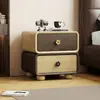 Mesa de cabeceira de madeira maciça estilo vintage, cor de madeira natural minimalista moderna, armário de armazenamento com cantos arredondados, mesa de cabeceira de quarto de grande capacidade