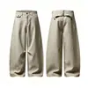 Pantalones de Raya Anchos de Marca de Moda Estilo Old Money Americano para Hombres y Mujeres, Corte Holgado, Pantalones Curvos Casuales Versátiles