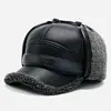 Gorra con Visera de Cuero Cálida de Invierno para Hombres de Mediana Edad y Mayores, Protección Auditiva para Ancianos con Forro de Felpa, a Prueba de Viento, para Prevenir el Frío