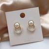 Suministro para puesto de mercado nocturno pendientes de pin de plata 925 perla estilo ins moda pendientes Joker pendientes de temperamento simple al por mayor