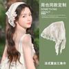 Pañuelo de Encaje Estilo Nazha para Mujer, Verano Delgado, Blanco, Triángulo, Bufanda de Seda, Cinta para el Cabello, Pañuelo Cuadrado Francés, Adorno para la Cabeza