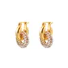 Aretes de Aro Redondos Geométricos Retro Franceses con Circonita para Mujer, Simples y Versátiles, Aretes Elegantes de Nicho, Aretes, Estilo Cool