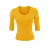 Camiseta Branca para Mulheres, Design de Verão com Estilo Cardigan, Camiseta Base Justa, Gola U, Gola V, Manga Média, Estilo Garota Picante da Primavera, Top de Cor Sólida