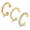 Latón Oro Real 14K Clip de Hueso de Oreja Tipo C para Orejas sin Perforar Clip de Cartílago Juego de 3 Piezas Pendientes Personalizados para Damas