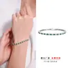 Rui Joyería de Diamantes Estilo Europeo y Americano Joyería Plata de Ley S925 Chapado en Oro Pulsera de Tenis 3.0mm Esmeralda Imitación Pulsera de Moda
