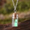 Transfronteiriço Halloween fantasma luminoso pequeno pingente brincos colar feminino fantasma luminoso requintado garrafa flutuante orelha jóias