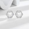 Estilo europeo y americano diseño versátil exquisitos aretes de perlas de circonita de diamantes brillantes para mujer moda de lujo ligero de alta gama para mujer
