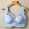 Sujetador Popular Transfronterizo de Encaje sin Costuras con Copas Fijas para Mujer, sin Aros, Push-Up, Recogida Lateral del Pecho, Estilo Delgado, Talla Grande