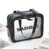 Bolsa de Cosméticos Portátil de PU Transparente Impermeable Gran Capacidad Almacenamiento de Artículos de Aseo Esmerilado Bolso de Mano de Tres Piezas