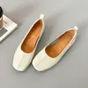 Zapatos de mujer de estilo coreano, cuadrados, poco profundos, sin cordones, retro y modernos, de suela plana, cómodos, de cuero suave, tipo "abuela", para ir al trabajo
