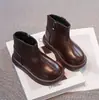Botas para niña, botines infantiles, botas Martin negras, botas de invierno con peluche color café, botas de piel para niñas pequeñas, zapatos de princesa para invierno