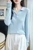 Suéter de malha casual com gola polo, alta imitação, meio aberto, manga longa, listrado, slim fit, versátil, emagrecedor, novo estilo feminino