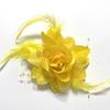 Horquilla de malla con plumas de rosa para novia, accesorio para el cabello con flores para danza, para mano de tela, ideal para actuaciones infantiles.