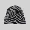 Gorro de lana transfronterizo nuevo para otoño e invierno, cálido, informal, versátil, moderno, para el frío, gorro de punto con patrón de rayas y cebra para mujer