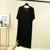 Vestido de Modal de Verano con Cuello en V para Mujer, Delgado, Tallas Grandes, Holgado, Manga Corta, Vestido de Corte A, Se Puede Usar Afuera, Vestido Largo para Dormir en Casa