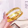 Pulsera de Latón Chapado en Oro CNC Brillante de Tres Caras Hielo Triturado, Pulsera de Arena Dorada con Carácter de Paz y Riqueza de Moda para Mujer
