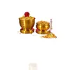 Mini lingotes pequeños de aleación dorada, lingotes de imitación de oro, cuenco del tesoro, relleno para recipiente de arroz, artículos decorativos creativos, adornos de regalo al por mayor