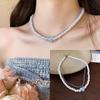 Cadena de clavícula de doble capa con cuentas de color perla de amor fresco y dulce, accesorios de collar sencillos de alta gama para mujer.