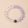 Pulsera de Jade Púrpura Lavanda 7A y Cristal Blanco Lujo Accesible Regalo Accesorios de Amatista Pulsera de Cristal Rosa