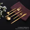 Ins Portugal Explosiones Acero Inoxidable 304 Titanio Vajilla Cuchillo para Bistec Cuchara Tenedor Tenedor de Frutas Juego de 5 Piezas Stock Venta al por Mayor