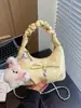 Bolsa de Corrente Plissada Estilo Coreano Nicho Novo Modelo 2026 Bolsa de Ombro/Axila Fashion com Laço Bolsa Transversal de Alto Padrão