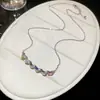 Colar Redondo de Zircônia Colorida Dopamina, Fashion e Simples, Luxo Leve com Toque de Alto Padrão, Corrente para Clavícula com Design Único