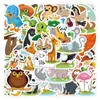 50 Hojas/60 Lindos Animales de Dibujos Animados Colección Cuaderno Decorativo Taza de Agua Recompensa para Niños Escritorio Pegatinas Creativas