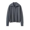 Suéter de Cachemira para Mujer 100% Cachemira Pura Otoño e Invierno Nuevo para Mujer Solapa Cremallera Manga Larga Tejido Moda Suéter Chaqueta