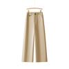 Calça Reta de Nove Pontos de Artemísia Tencel para Mulheres Verão 2025 Fina Novo Estilo Elástica Cintura Alta Macia Casual Cool