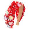 Diadema coreana con borde ancho y cuentas rojas para el Día de San Valentín, accesorio para el cabello para mujer