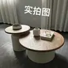 Mesa de centro de apartamento color crema, mesa de centro para sala de estar, tamaño pequeño, minimalista, moderna, hierro forjado, redonda, estilo martini, adecuada para uso doméstico y casas de huéspedes