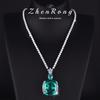 Vestido de Cadena de Imitación de Diamante Completo Verde Paraíba de Lujo Pendientes de Cena Joyería de Boda Nupcial Anillo Joyería Colorida para Mujeres