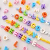 Miçangas Acrílicas Cor Creme com Furo Grande de Números e Letras para Correntes de Celular Artesanais DIY, Pingentes de Bolsa e Acessórios Decorativos