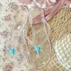 Chanclas Transparente Flip-Flop Populares con Estrella de Mar de Cristal Transfronterizas para Mujer, Pantuflas de Vacaciones, Sandalias de Playa, Chanclas de Tira, Zapatos de Gelatina