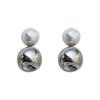 Pendientes de Plata 925 con Aguja, Bola Geométrica, Perla, Bolas Metálicas Delanteras y Traseras, Pendientes Simples Personalizados