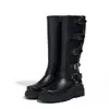 Botas Plataforma Impermeáveis de Tamanho Extra Grande para Mulheres, Botas de Couro para Outono e Inverno com Bico Redondo e Salto Grosso, Tamanhos 35-43, Transfronteiriça